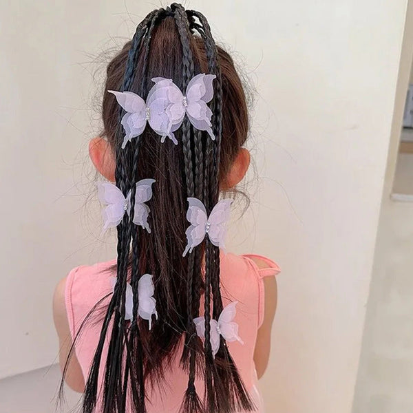 Gift Choice -Kids Butterfly Wig Hair Braid with Rubber Bands