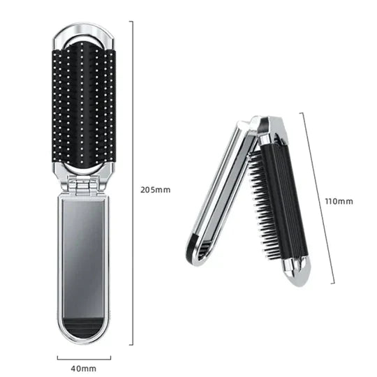 Travel Folding Mirror Hair Brush